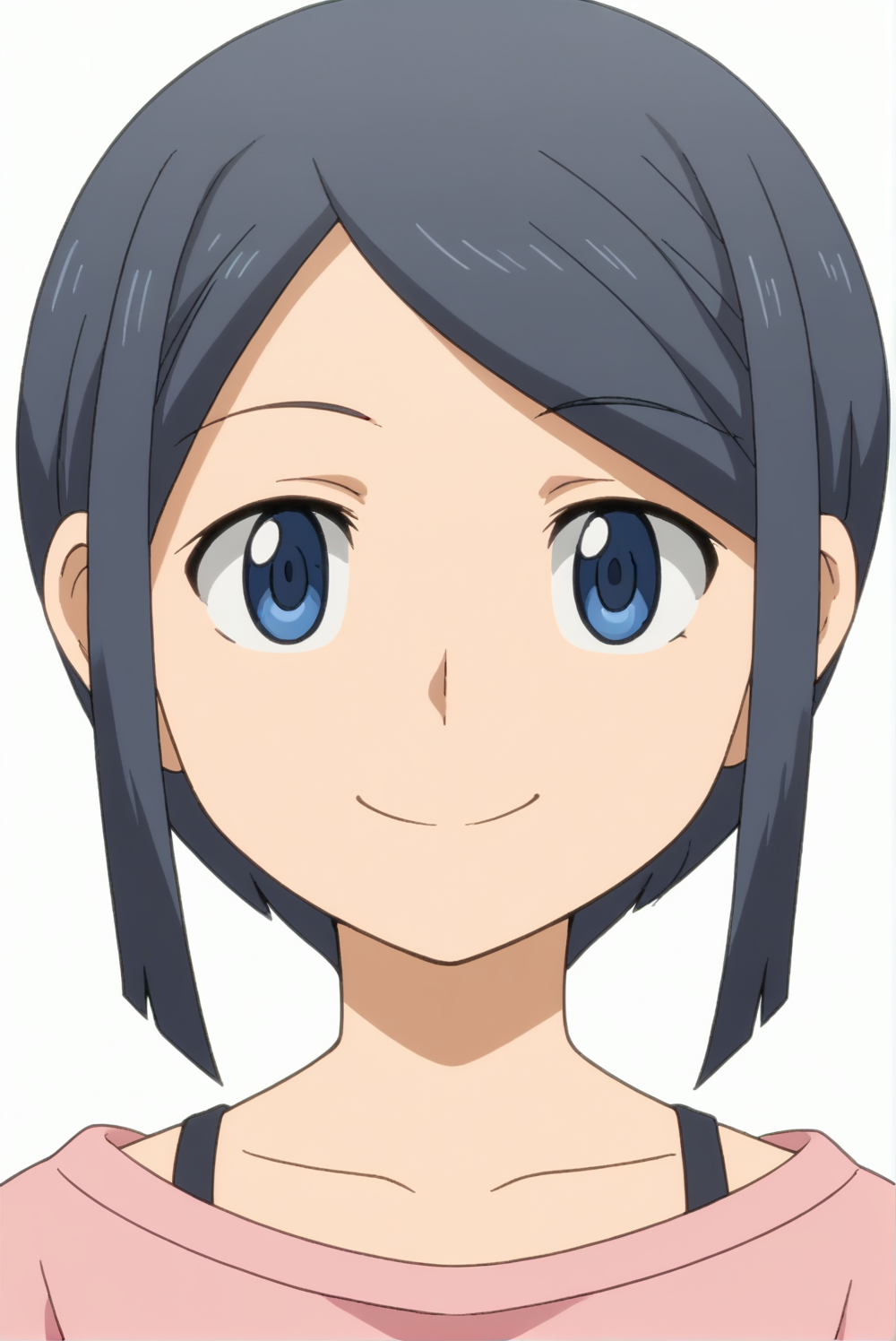 <lora:anime:0.8>, white background, Misaki, upper body, smile
