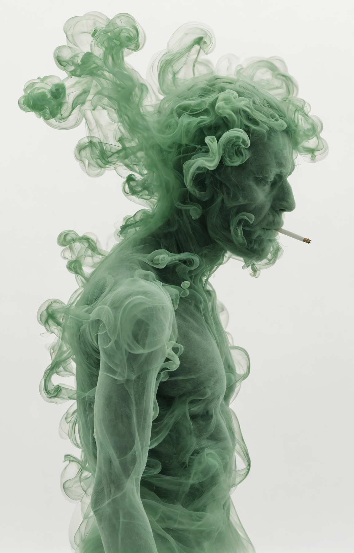 creature made of green smoke, Edoardo Tresoldi, Etienne-Jules Marey, close up, white background, <lora:add-detail-xl:1>