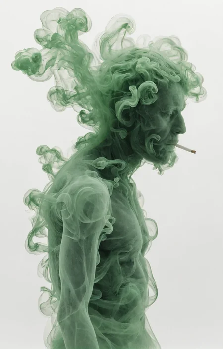 creature made of green smoke, Edoardo Tresoldi, Etienne-Jules Marey, close up, white background, <lora:add-detail-xl:1>