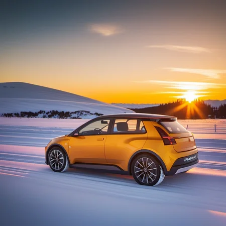 Long exposure photo of R5e1024, an electric car, text ''PhotobAIt", snow, sunset, photography, ultra sharp, film, professional, 64k <lora:add-detail-xl:1.5> <lora:R5e1024:0.8> . Blurred motion, streaks of light, surreal, dreamy, ghosting effect, highly detailed