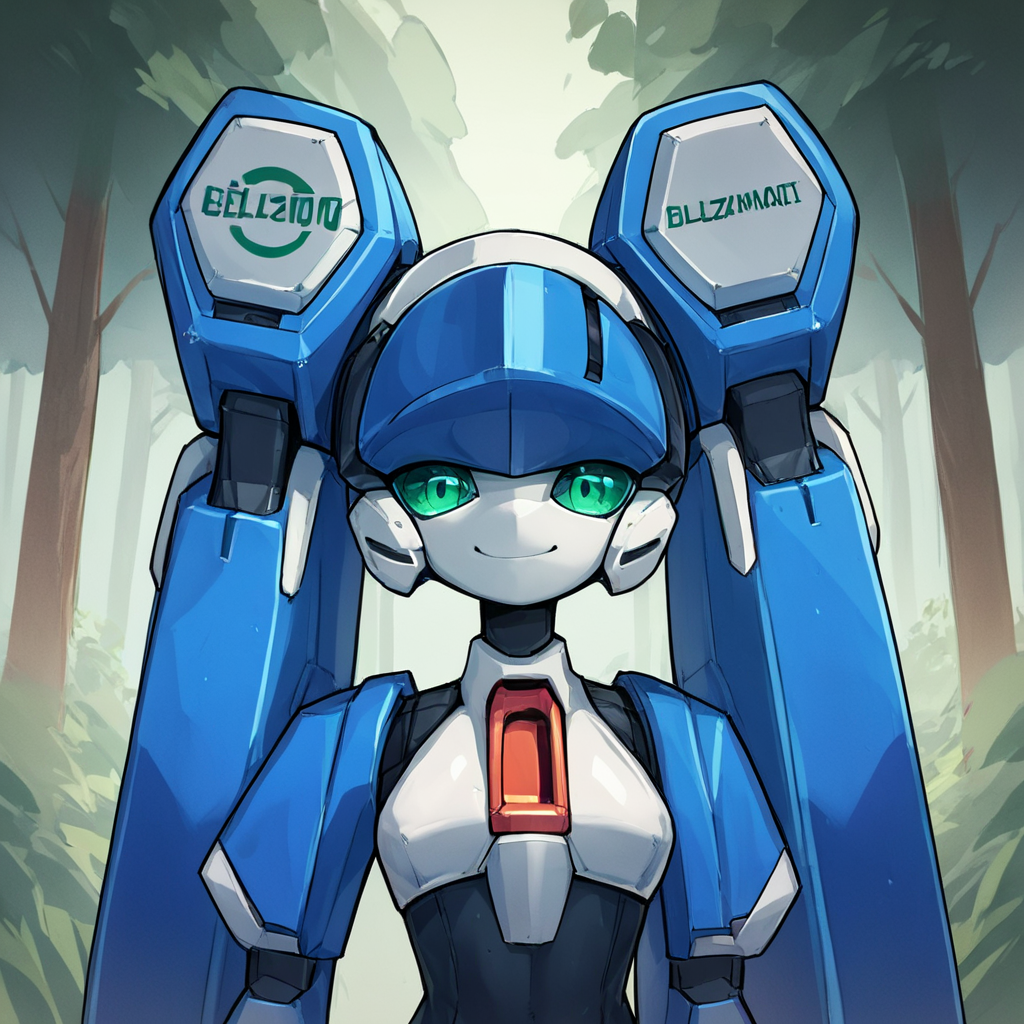 score_9, score_8_up, score_7_up, score_6_up, score_5_up, score_4_up, source_anime,  blazermate, robot, forest, cheeky smirk