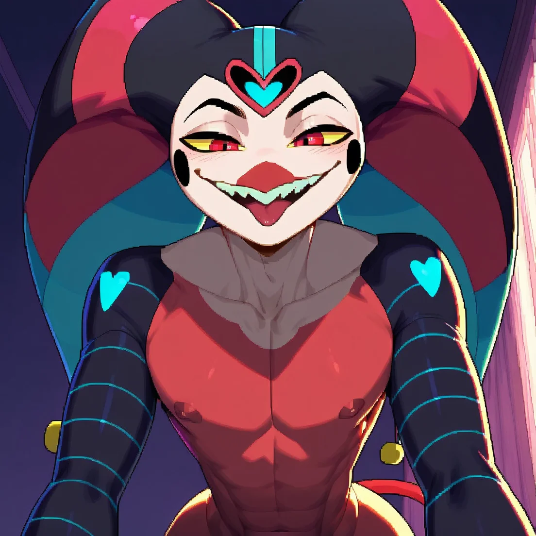 (<lora:Fizz:1> fizzarolli, 1boy, solo, male focus, close view, teasing, <lora:pixel:1> pixel