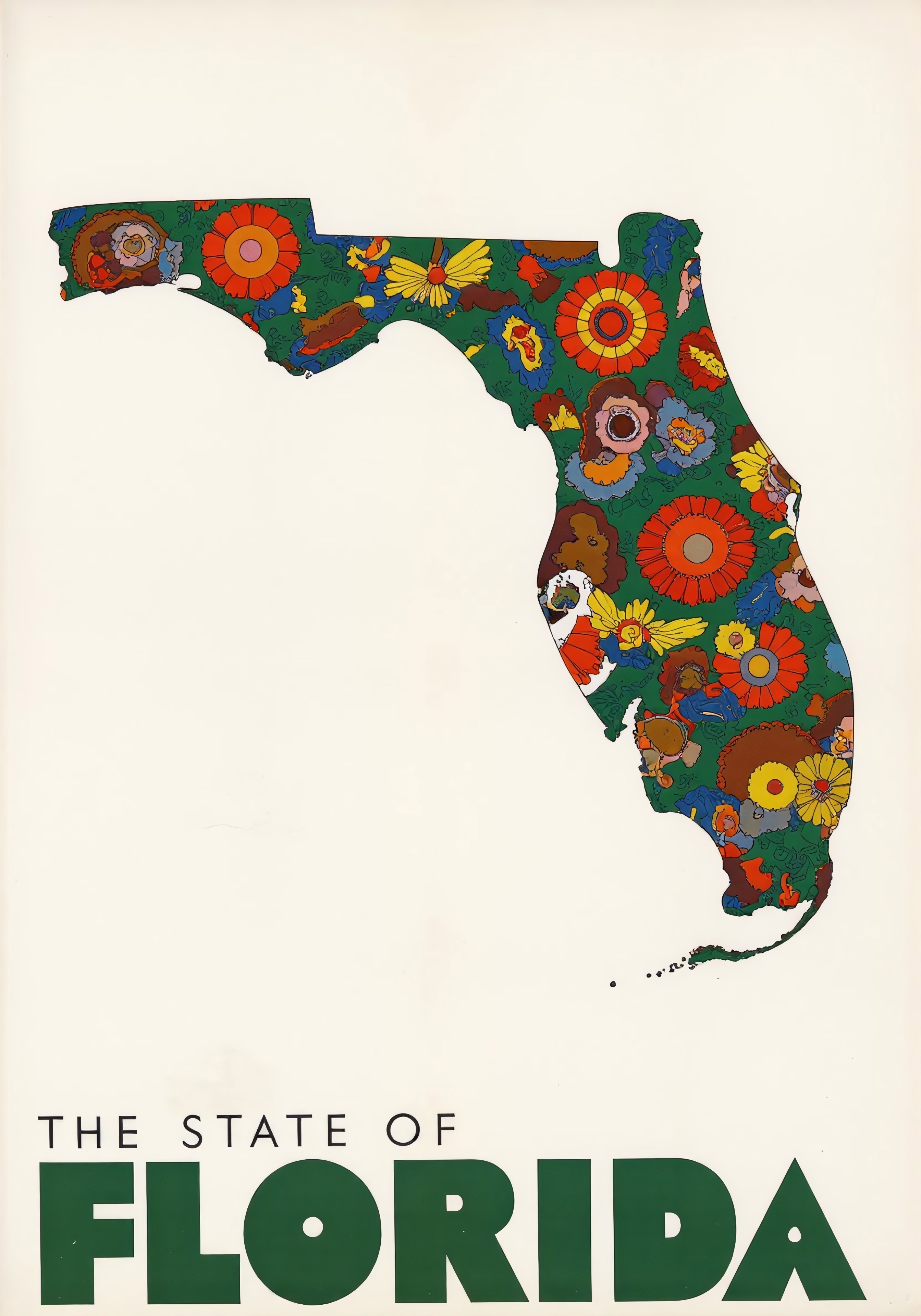 a graphic design The State of Florida in the style of milton-glaser