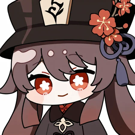1girl,hu tao \(genshin impact\),genshin impact,brown hair,long hair,symbol-shaped pupils,red eyes,twintails,bangs,hat,hair between eyes,very long hair,flower-shaped pupils,black headwear,breasts
, upper body,chibi, <lora:oldstore_ill_v1:1>,