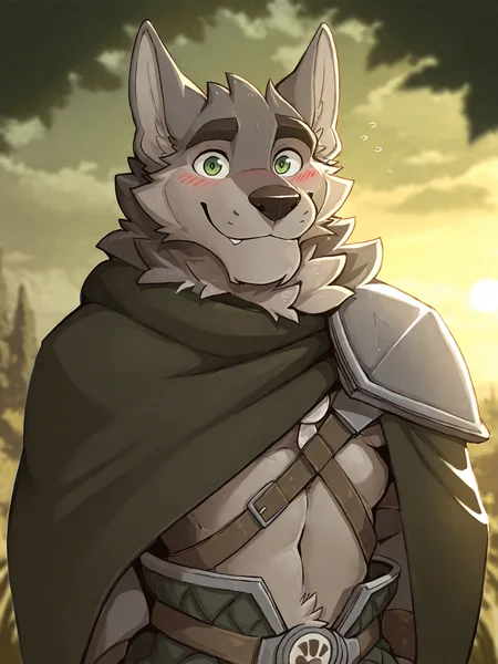 <lora:RanokIL:1>, ranok, ranok \(far beyond the world\), smile, blush, shoulder armor, cape, grey armor, green eyes, 
BREAK masterpiece, best quality, amazing quality, very aesthetic,highres, absurdres, detailed background, detailed eyes, beautiful,