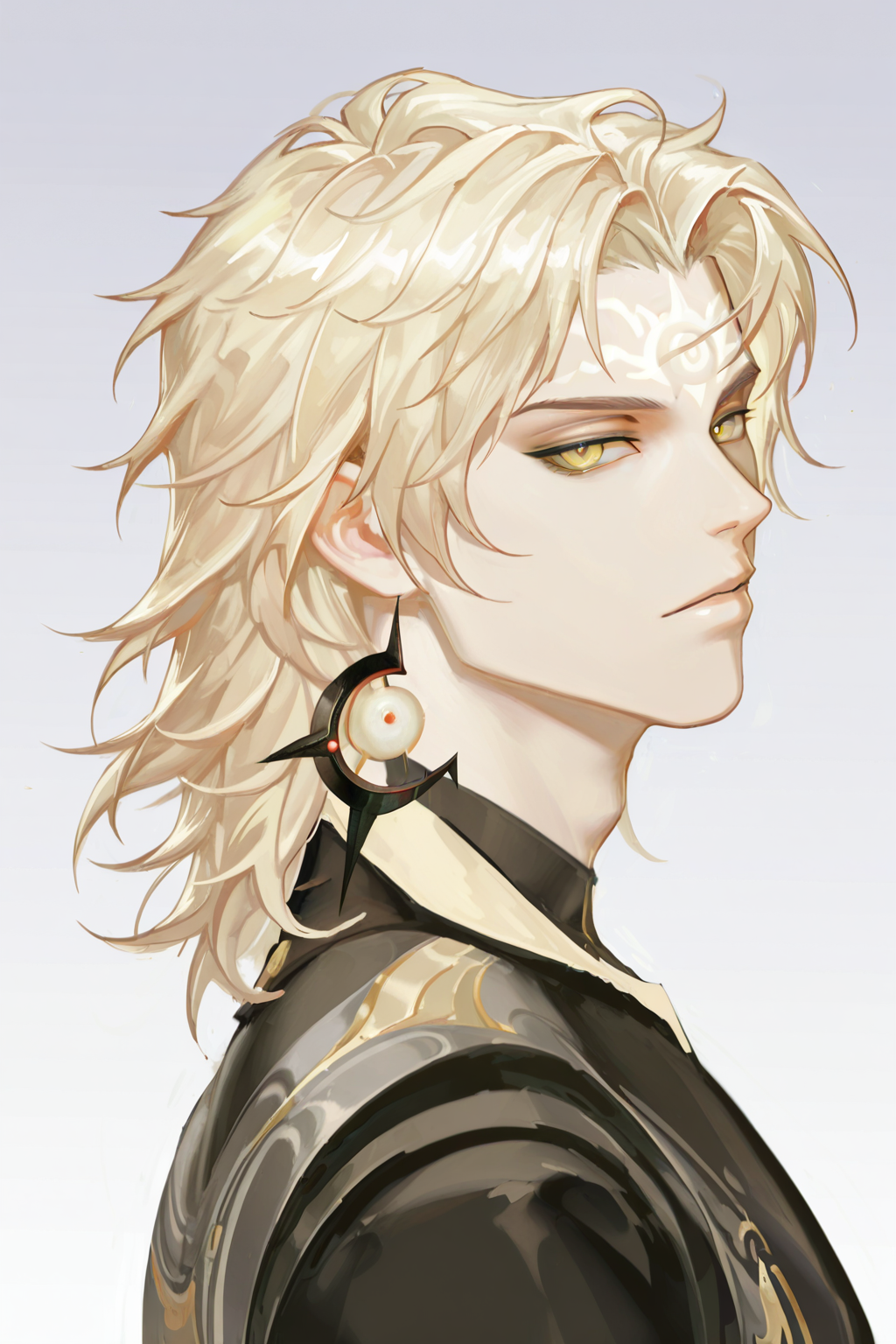 <lora:susanoo-IL:0.8>,susanoo, blonde hair, dishevelled hair, 1boy, yellow eyes,forehead mark, solo, from side,looking at viewer,bara,male focus,very awa,masterpiece,best quality,amazing quality,nsfw,uncersored,highres,best quality,amazing quality,best aesthetic,absurdres,   <lora:CCD-IL:0.7>,CCD,portrait,