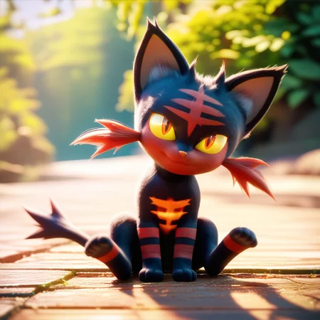 score_9, score_8_up, score_8, 
BREAK,
litten, closed mouth, outdoors, sitting, day, blurry,  yellow sclera, full body,
zPDXL,