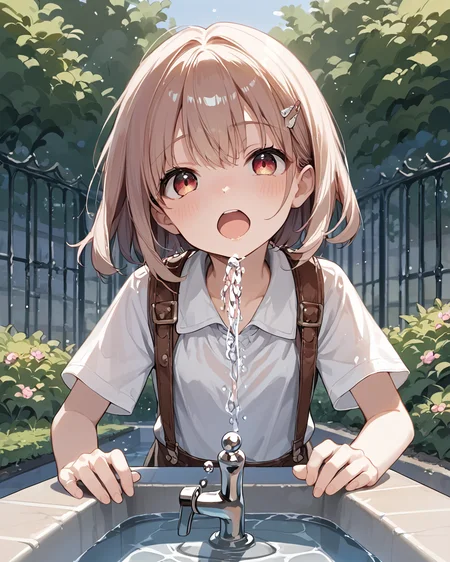 score_9, score_8_up, score_7_up, source_anime , 1girl,
<lora:drinking_fountain:0.9> drinking_fountain ,drink_water, open mouth, faucet,