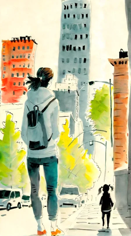 drawix2 girl in city colorful <lora:drawix2:1>