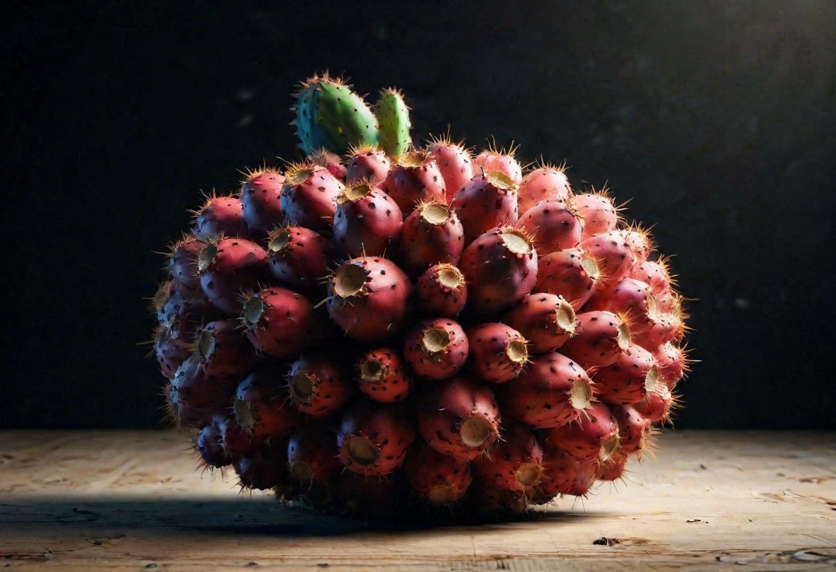 Ripe red pitahaya fruit in harshly lit photo studio., unreal engine 5, 8k, Stable_Yogis_PDXL_Positives