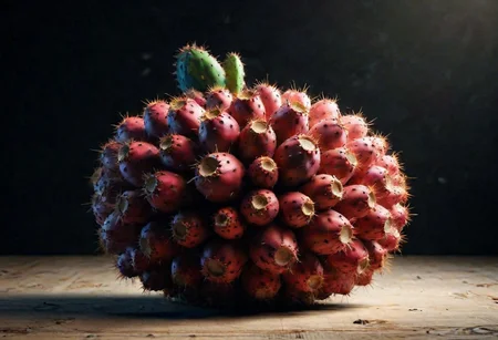 Ripe red pitahaya fruit in harshly lit photo studio., unreal engine 5, 8k, Stable_Yogis_PDXL_Positives