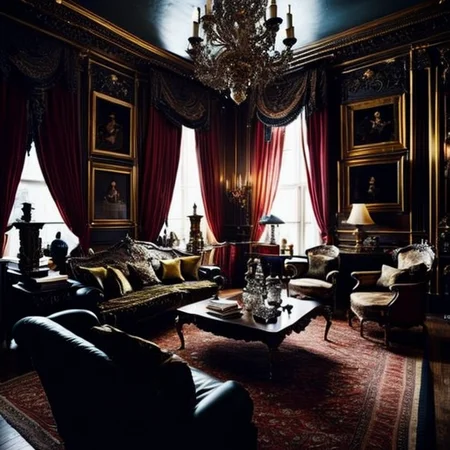 <lyco:antique_style_interior_design_Sa_May:1.0> antique interior , a very rich victorian living room, high contrast, photo realistic, old style photography