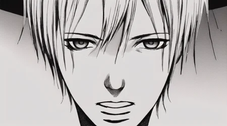 1 boy, solo, highly detailed face, best quality, monochrome, <lora:blamev2:0.9>, rough lineart