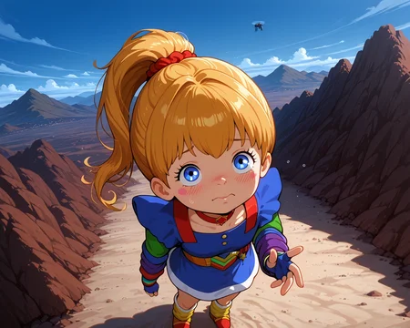 IllusP0s, PonyScores7, source_anime, ah1, IllustriousQual, interesting, exciting, spectacular, wonderful,
BREAK (from above photography, breathtaking views, capturing landscapes from above, unique perspectives, expansive horizons, showcasing patterns, revealing scale, dynamic compositions, exploration of geography, innovative techniques, immersive experiences, artistic interpretation, visual storytelling, modern drone technology, stunning imagery),
BREAK 1girl, <lora:Rainbow Brite Illustrious 1:0.6>, Rainbow Brite, Starlight, A white horse with a rainbow mane, <lora:shinyskin2:0.2>, glistening skin,
BREAK  (blonde hair), long hair, scrunchie, updo ponytail, <lora:hairdetailpxl:0.2>, hairdetailpxl,
BREAK (blue eyes), <lora:expressive eyes:0.2>, expressive eyes, <lora:eyedetailpxl:0.2>, eyedetailpxl, <lora:Eyes_High_Definition:0.2>, EyesHD,
BREAK ((Flustered)), <lora:Expressive_H:0.2>, Expressiveh, <lora:Emotional_Anime_Expressions_PonyXL_Concept:0.2>, emotional, <lora:Best_Facial_Expression_LoRA_PONY:0.2>, looking at viewer, <lora:Detailed expressive EXEV style -XL Pony V1.0:0.2>, FaceDetail,
BREAK ((She stands with her hands in her hair, looking up at the sky)),
BREAK (Choker, Fingerless Gloves, Leg Warmers, multicolored dress, harness, belt, boots),
BREAK (((mountain goats on rocky slopes))),
BREAK <lora:xl_more_art-full_v1:0.2>, <lora:aesthetic_anime_v1s:0.2>, <lora:EpicF4nta5yXL:0.2>, <lora:detailxl:0.2>, detailxl, <lora:Fant5yP0ny:0.2>, best quality, amazing quality, best aesthetic, absurdres, illustration, Volumetric_Lighting, ultra-detailed, very aesthetic, intricate details, 8k, masterpiece, best_quality
BREAK Stable_Yogis_PDXL_Positives, AS-Adult, <lora:Complicated fantasy portrait - XL Pony V2.0:0.2>, bad-hands-5, <lora:HDA_Detailer:0.3>,