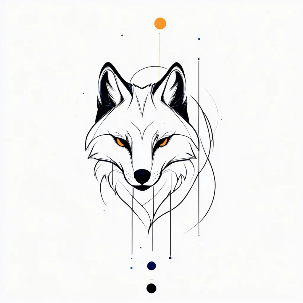 <lora:Minimalist_Line_Art:1>, ArsMJStyle, Minimalist Line Art, Spot Colors, Geometric animal, abstract shapes, wolf silhouette, clean lines, minimalist style, negative space, modern design, simple contours