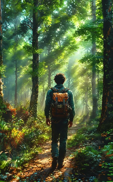 <lora:iris-xl:1>,Illustratation of Create a captivating piece of art that portrays a man was carrying a backpack walking in a serene forest setting,The man (solo) should be facing toward the screen,allowing us to see his face and expressions clearly,As he journeys through the forest,The atmosphere should exude a sense of tranquility,inspiration,and the promise of new beginnings,god rays<lora:god rays:0.65>,the forest lush and inviting,self-committing moment within the beauty of nature,The man are surrounded by a vast landscape,
Megapixels,Super-Resolution,Strong Shadows,(Intricate Details/Insane Details/Hyper-detailed)<lora:xl_more_art-full_v1:0.3><lora:DD-pnte-neg-v1:-1.5><lora:detailed_notrigger:1><lora:RMSDXL_Enhance:1><lora:MJ52:0.5>,