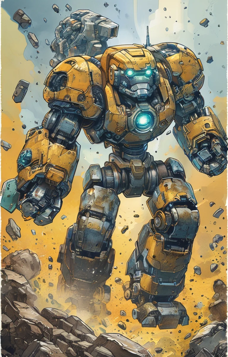 masterpiece,best quality,<lora:tbh297-sdxl:0.9>,illustration,style of Joe Madureira portrait of Housework robots