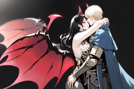 (score_9,score_8_up,score_7_up),simple background,black background,source:anime,
BREAK
1girl,multiple character,Vykas-lostark,blurry background,nature,portrait,demon girl,wings,black hair,cleavage,demon horn,hug,<lora:Vykas-lostark:0.8>,strapless,open eyes,red eyes,glowing eyes,