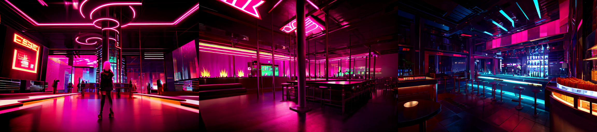 highly insanely detailed, masterpiece, top quality, best quality, highres, 4k, 8k, RAW photo, (very aesthetic, beautiful and aesthetic), 
__lazy-wildcards/subject/env-bg-interior/cyberpunk_club/prompts__, 
<lora:Cyberpunk_Club:0.7>, 
(1girl:1.3), 1other, 
__lazy-wildcards/dataset/background__,âââ
