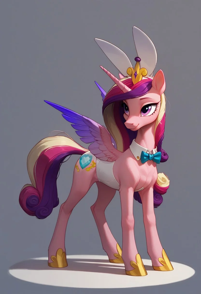 Score_9, score_8_up, score_7_up, best quality, masterpiece, intricate details, OverallDetail, zPDXL, Expressiveh, vibrant colors, colorful, solo, close up shot, body focus
BREAK Princess Cadance, wings, my little pony, feral pony, studio, petit, cute, hooves, detailed eyes, detailed wings, fluffy, wonder, playboy bunny, tailcoat, coattails, dynamic pose, posing, elegant, graceful, dancing, on all fours