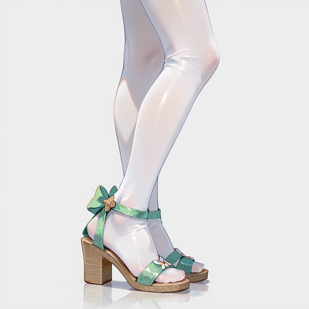 score_9, score_8_up, anime source, simple background, 
1girl, solo, 
toelessfootwear, feet, green sandals, white legwear, 
  <lora:toeless_footwear_pony_v1:0.7>