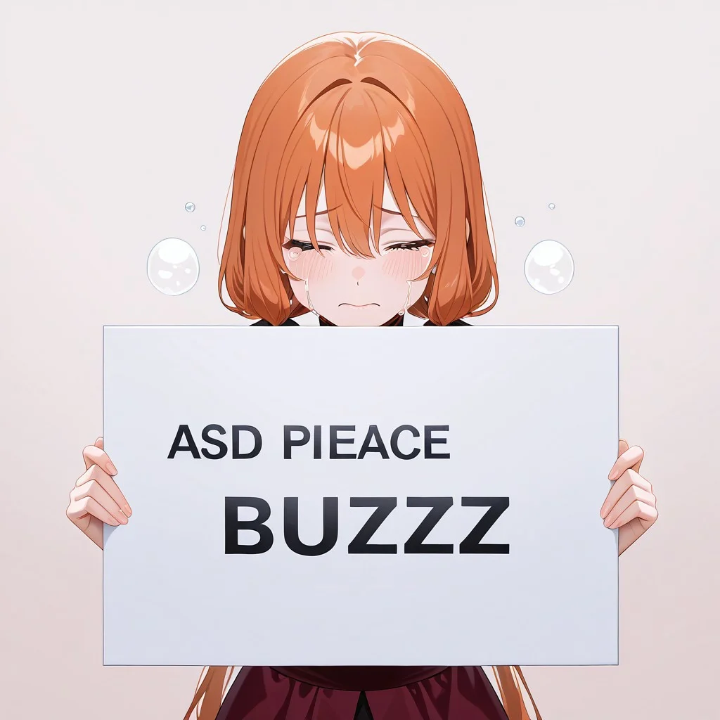 masterpiece,best quality,amazing quality,very aesthetic,absurdres,newest
<lora:spo_sdxl_10ep_4k-data_lora_webui:0.5>,
<lora:add-detail-xl:1>
 <lora:folding sign_illustrious_V1.0:1> folding sign, (folding sign bord,(big letters "BUZZ PLEASE":2.0),(square BIG sign bord:2.0))
BREAK
corneo_power, sad, sobbing, tears
1girl, simple background
