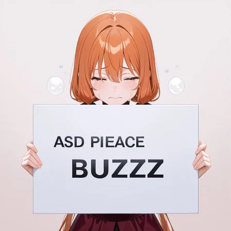 masterpiece,best quality,amazing quality,very aesthetic,absurdres,newest
<lora:spo_sdxl_10ep_4k-data_lora_webui:0.5>,
<lora:add-detail-xl:1>
 <lora:folding sign_illustrious_V1.0:1> folding sign, (folding sign bord,(big letters "BUZZ PLEASE":2.0),(square BIG sign bord:2.0))
BREAK
corneo_power, sad, sobbing, tears
1girl, simple background