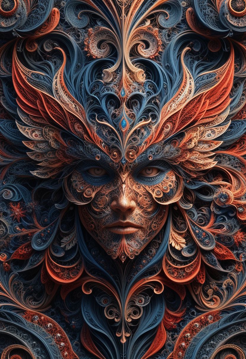 photo of a paisley pattern, boteh, paisley, navy blue, madder red, almond, entwined paislies, official art, aesthetic, dynamic angle, hyper detailed, order and chaos, dark colors, (extremely detailed, intricate details, masterpiece, best quality, 8k wallpaper:1.4), dramatic lighting, (dark blue and madder red palette:1.2), twisting paisley