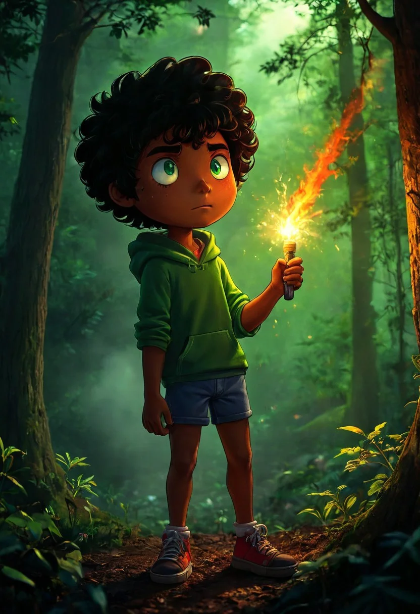 max (camp camp), dark fantasy theme, rainbow colored silhouette outline against a dark background,max (camp camp), 1boy, solo, human, male focus, curly black hair, curly tousled black hair, afro, dark skin, dark-skinned male, large eyes, round eyes, green eyes,small nose, triangular nose, pointed nose, beautiful forest horror, anime, magical fantasy, plasma pattern, dark lights
,epic, cinematic colors, masterpiece, detailmaximizer, midjourneyv6.1