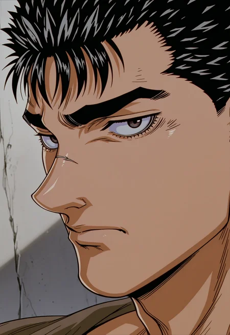 <lora:BerserkILLUSTRIOUS:1> berserk,
guts, 1boy, solo, male focus, portrait, close-up, looking at viewer, closed mouth