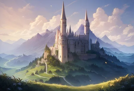 score_9, score_8_up, score_7_up,newest,safe,source_anime,ncrender,landscape,outdoors,mountain,castle,