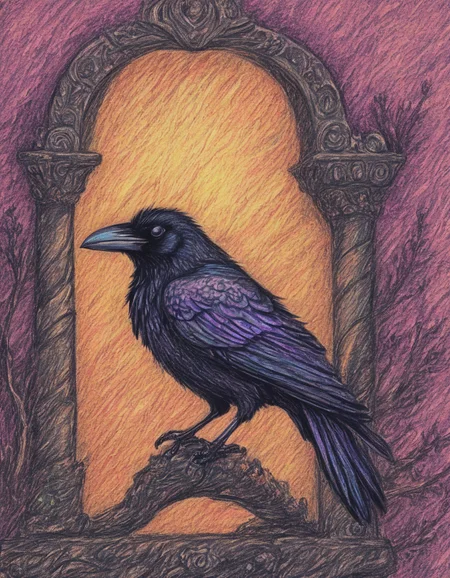 novuschroma72 style victorian raven crayon drawing <lora:novuschroma72 style:1>