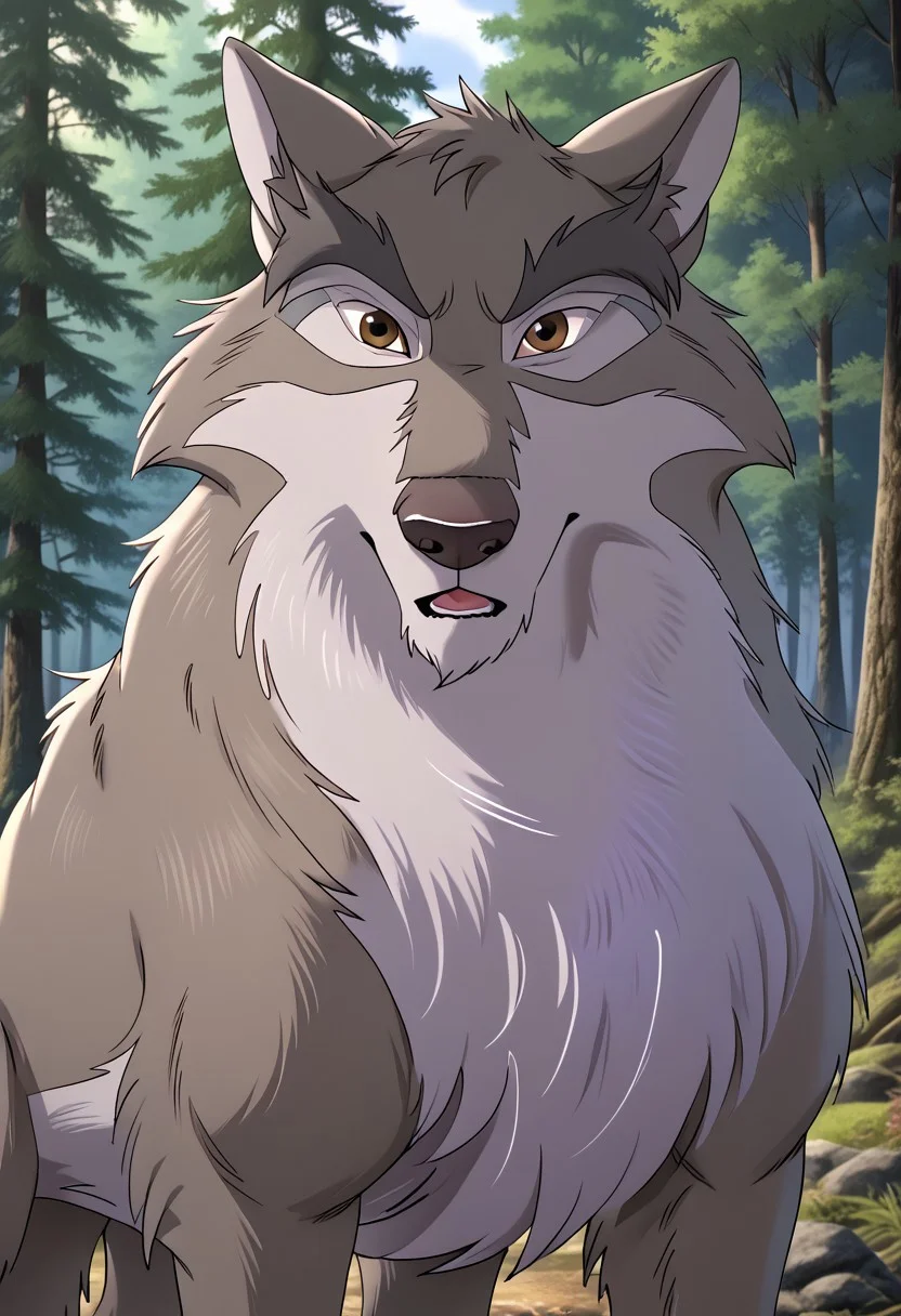 Nava, wolf, feral, male, solo, hi res, eyes focus, handsome, forest, sunny, forest background, detailed background, hi res, detailed eyes, eyes focus, big iris, 4k perfect eyes, perfect face, 5fingers, best artwork, highly detailed ultra quality
