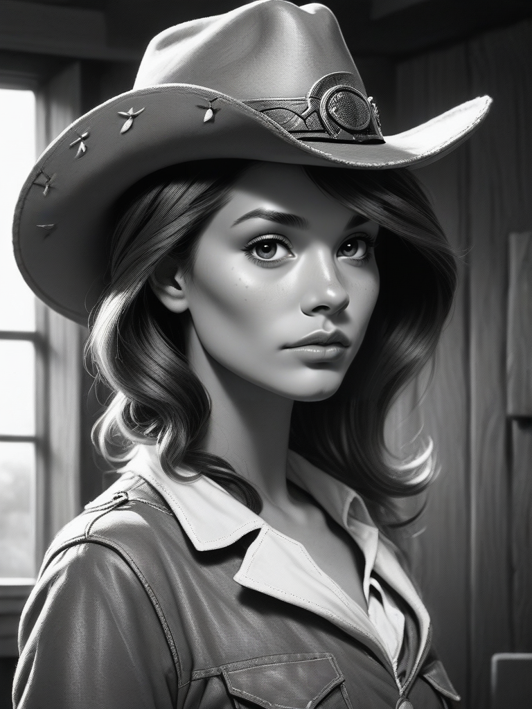 bpe-sepia  solo rancher
( visiting post station) stable, standing,  indoors, horizon, cowboy hat on head,rugged, looking at viewer,   grit,
pny-safe   no humans