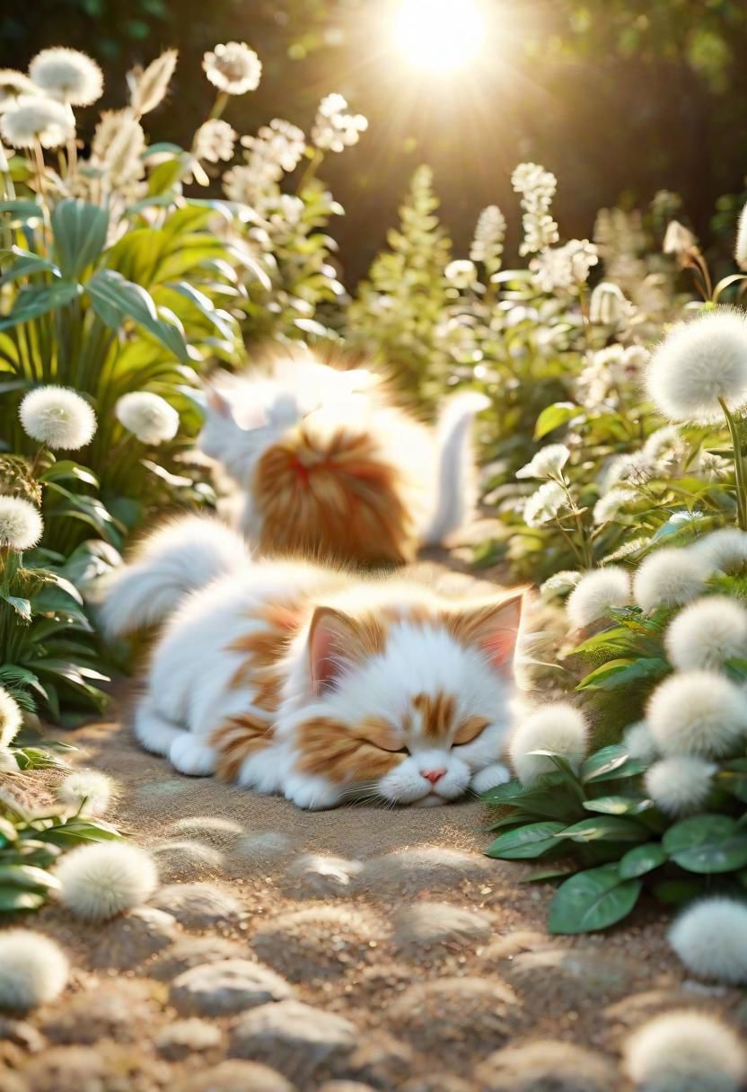 ral-fluff,<lora:ral-fluff:1>,
chibi,masterpiece,best quality,original,official art,sleeping metallic maincoon cat,flower,blurred background,rendering,beautiful detailed glow,(detailed ice),beautiful detailed sun,sunny, blurred flower, happy