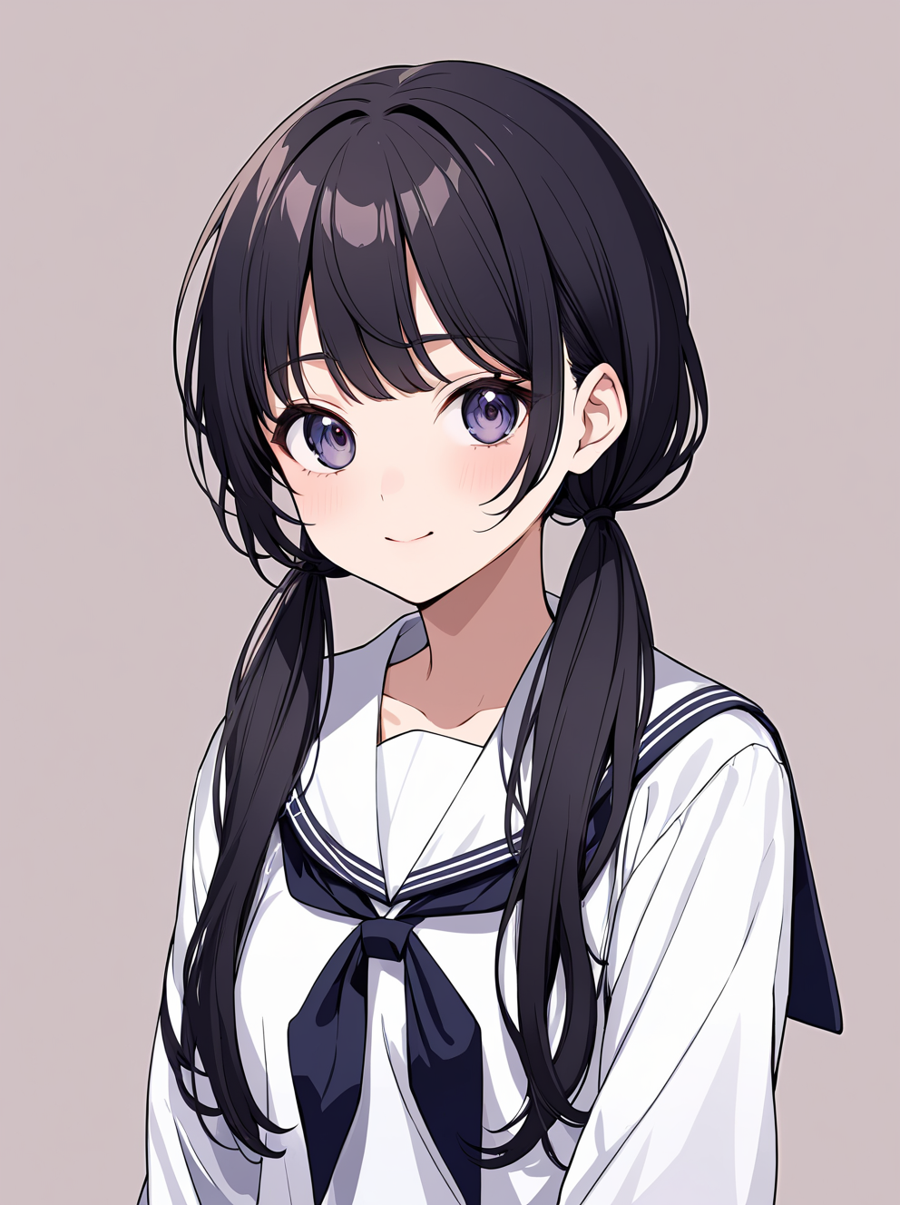 masterpiece,ultra-detailed,best quality,8K,illustration,cute face,clean skin ,shiny hair,girl,ultra-detailed-eyes,simple background, <lora:add-detail-xl:1> <lora:osage_XL_V1.0:1> osage, low twintails,long hair,serafuku