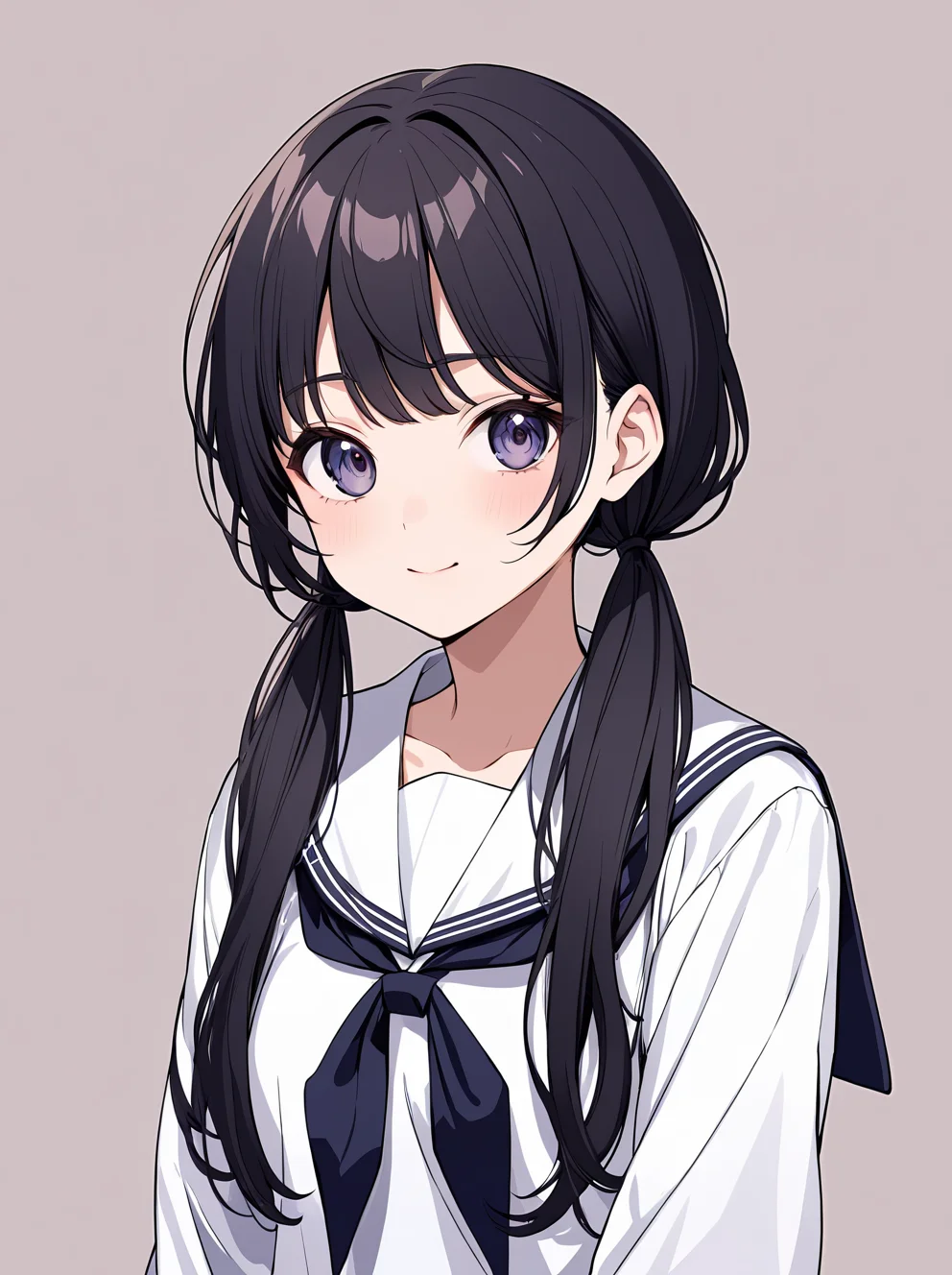 masterpiece,ultra-detailed,best quality,8K,illustration,cute face,clean skin ,shiny hair,girl,ultra-detailed-eyes,simple background, <lora:add-detail-xl:1> <lora:osage_XL_V1.0:1> osage, low twintails,long hair,serafuku