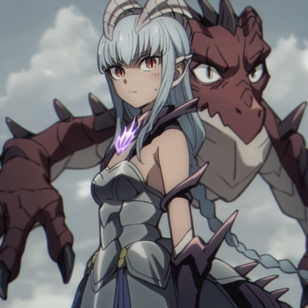 score_9, score_8_up, score_7_up, score_6_up, score_5_up, score_4_up, source_anime, , Waldelia, dragon girl, armor