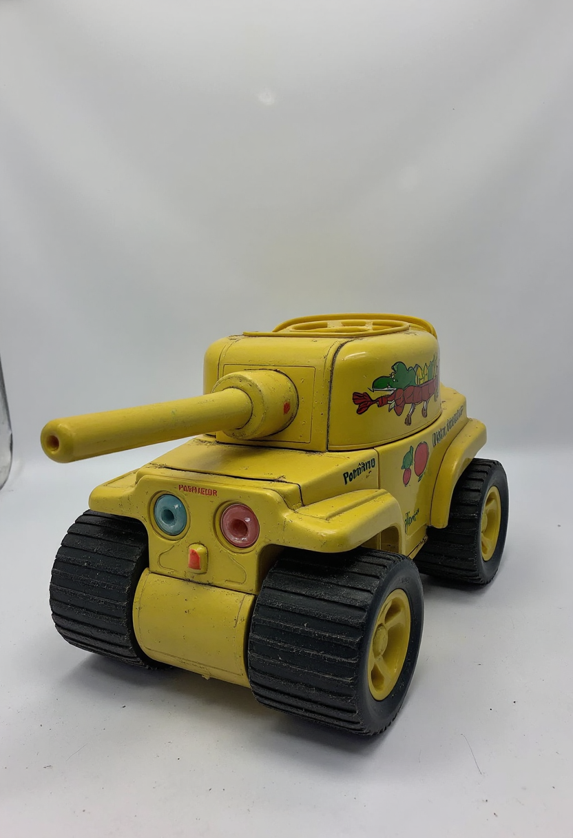 80s fisher price version of a ww2 panzer tank, FP80S style, fisher price 80s style