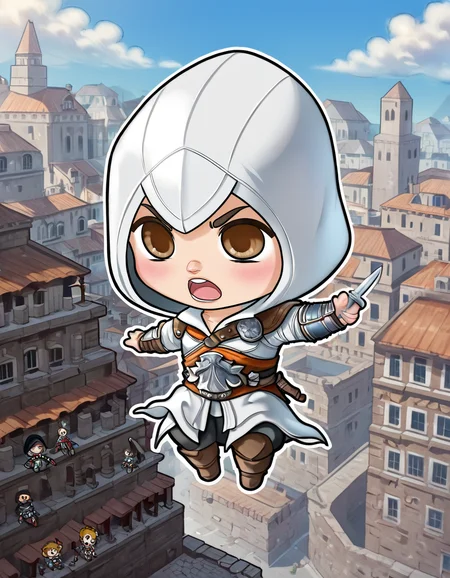 score_9, score_8_up, score_7_up,
1boy wearing ez1o armor, hood up,
mid air, 
jumping, knife, library, open mouth, rooftop, stairs, sword, tower, town, wall, weapon,  anthro, mammal, hi res, melee weapon, digital media \(artwork\),
medieval fantasy,
motion blur, action movie, movie still, 
(chibi:1.5),
 <lora:ezio:0.8>