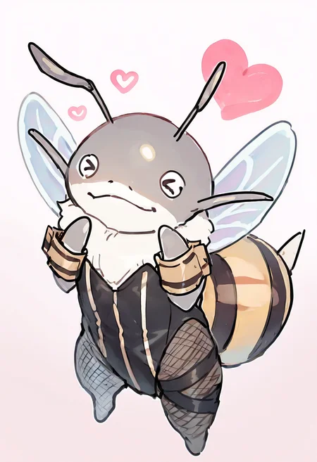 artist:, <lora:namazuIL4:1>1other,namazu,no humans,honeybee,antennae,highleg leotard,blue wings,fishnets,pantyhose,wrist cuffs,hearts,pink background,
<lora:Degen_Honeybee_Illustrious_v1:1> masterpiece, best quality, good quality, newest, very awa, absurdres, highres, <lora:spo_sdxl_10ep_4k-data_lora_webui:0.7>,