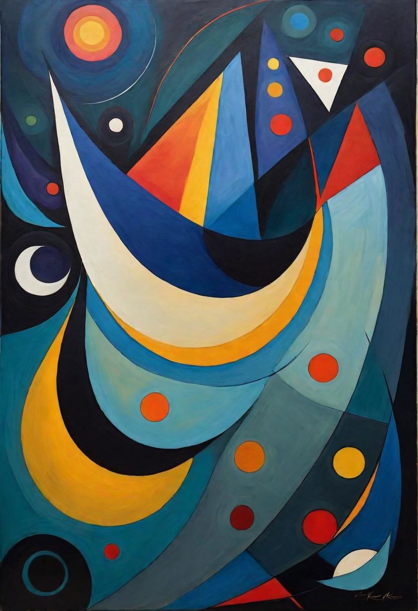 Design an abstract birds in the style of Kandinsky and Paul Klee , dark colors evoke the essence of gothic. tea time, abstracted into geometric shapes, create a captivating . The abstract style energy into the design while maintaining a recognizable Abstract painting in Kandinsky style with 5 colors