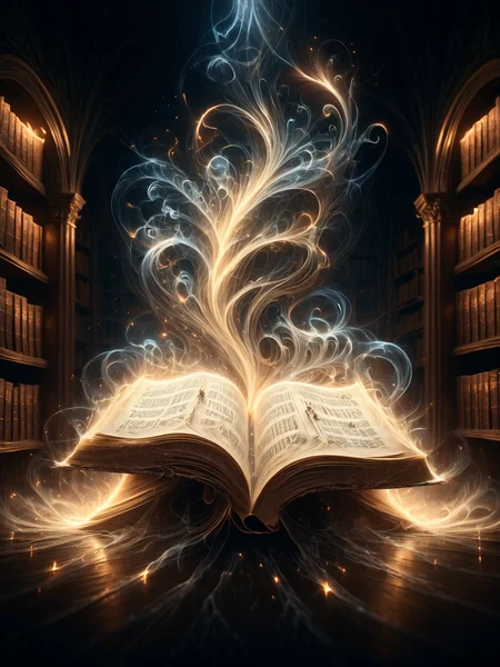 magic book in fantasy libary, letters evaporate into mad-wsps, dynamic pose, cinematic shot, dramatic lighting,<lora:Wisps_of_Light_SDXL:1.2>, masterpiece, best quality, ultra high res, (photorealistic, realistic:1.2), deep shadow, raw photo, film grain, Fujifilm XT3, 8k uhd, dslr
