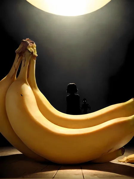 (dark room,dark background,silhouette,horror (theme),dark theme,yellow theme,<lora:dark_v1.9-pony:1>),vore,eating,looking at food,1girl,from behind,ultra-high definition,(uncensored,nsfw),beautiful shot,bananaponyxl,still life,veiny,banana,banana peel,reflection,surreal,shadow,sexually suggestive,<lora:bananaponyxl:1>,(highly capsuled,super detailedâ,ultra-high definition,8k highly detailed,12mpx,taken with canon 8 0 d),(score_9,score_8_up,score_7_up,score_6_up,score_5_up,score_4_up,rating_explicit),
