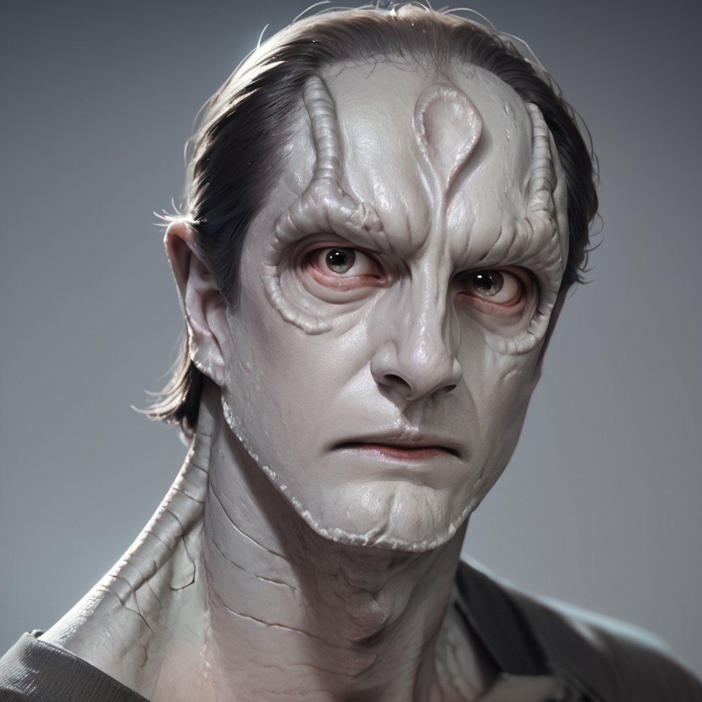 score_9, score_8_up, score_7_up, score_6_up, score_5_up, score_4_up, 1boy, Cardassian, solo, grey skin