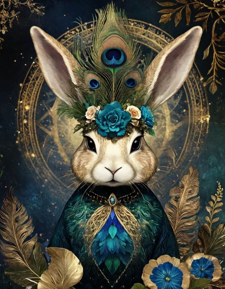 novuschroma83 style peacock bunny <lora:novuschroma83 style:1>