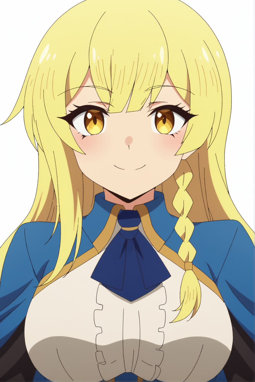 <lora:Balirossa:0.8>, Balirossa, white background, upper body, smile