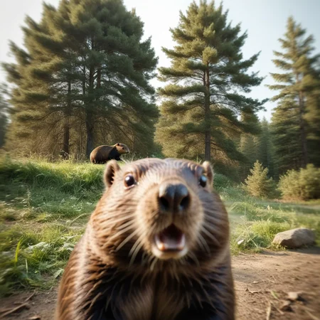 cinematic film still beaver blurry foreground, tree in background,<lora:PhotoBomb-8:0.8> . shallow depth of field, vignette, highly detailed, high budget, bokeh, cinemascope, moody, epic, gorgeous, film grain, grainy
