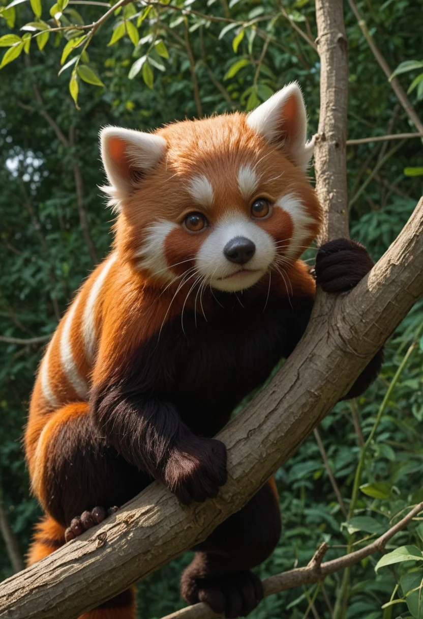 "Red Moguinea" – The Ultimate Fluff Mischief"
A heart-melting fusion of red panda fluff, monkey agility, and guinea pig adorableness, the Red Moguinea is a tiny whirlwind of charm and energy. Its round, chubby body, covered in thick, velvety fur, showcases the red-orange hues of a red panda, with patches of soft white and golden-brown, giving it an irresistibly warm and cuddly appearance.
Its big, expressive guinea pig-like eyes glisten with curiosity, framed by short, wispy whiskers. The round red panda ears twitch playfully, while its tiny monkey-like hands—dexterous and nimble—are perfect for grasping onto branches or sneaking away with a stolen fruit. It has the bushy, ring-striped tail of a red panda, but with a hint of guinea pig fluffiness, curling slightly as it moves.
Despite its petite guinea pig size, the Red Moguinea is full of monkey-like mischief, always darting between tree branches or clinging to a vine, its tiny paws effortlessly swinging as it chitters in excitement. Perched on a mossy log in a sunlit bamboo forest, it nibbles on a snack with a content expression, its fur catching the warm glow of golden light.
With the gentleness of a guinea pig, the playfulness of a monkey, and the irresistible fluff of a red panda, this tiny hybrid is the perfect mix of cute chaos and cuddly perfection.