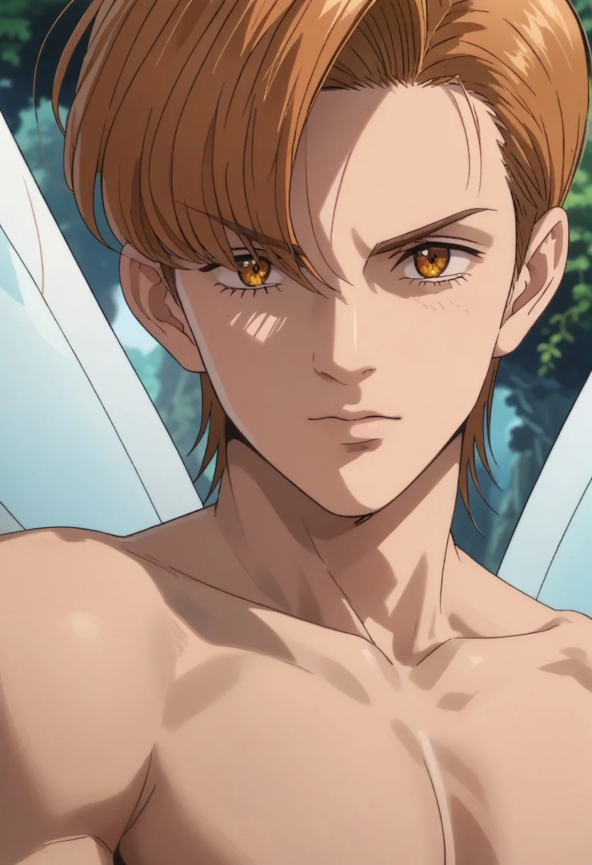 score_9, score_8_up, score_7_up, source_anime, rating_safe, KingNNT, orange-brown_King_hair, amber_King_eyes, blue_King_fairy wings, 1boy, male focus, anime screencap,